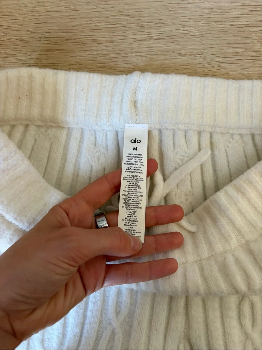 Alo Cable Knit Winter Bliss Pant in Ivory Medium